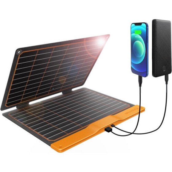 FlexSolar 20W Portable Solar Panel Charger for Camping, USB-A QC3.0 USB-C Waterproof Foldable Solar Panel for Mobile Phones, Laptops, Cellphones